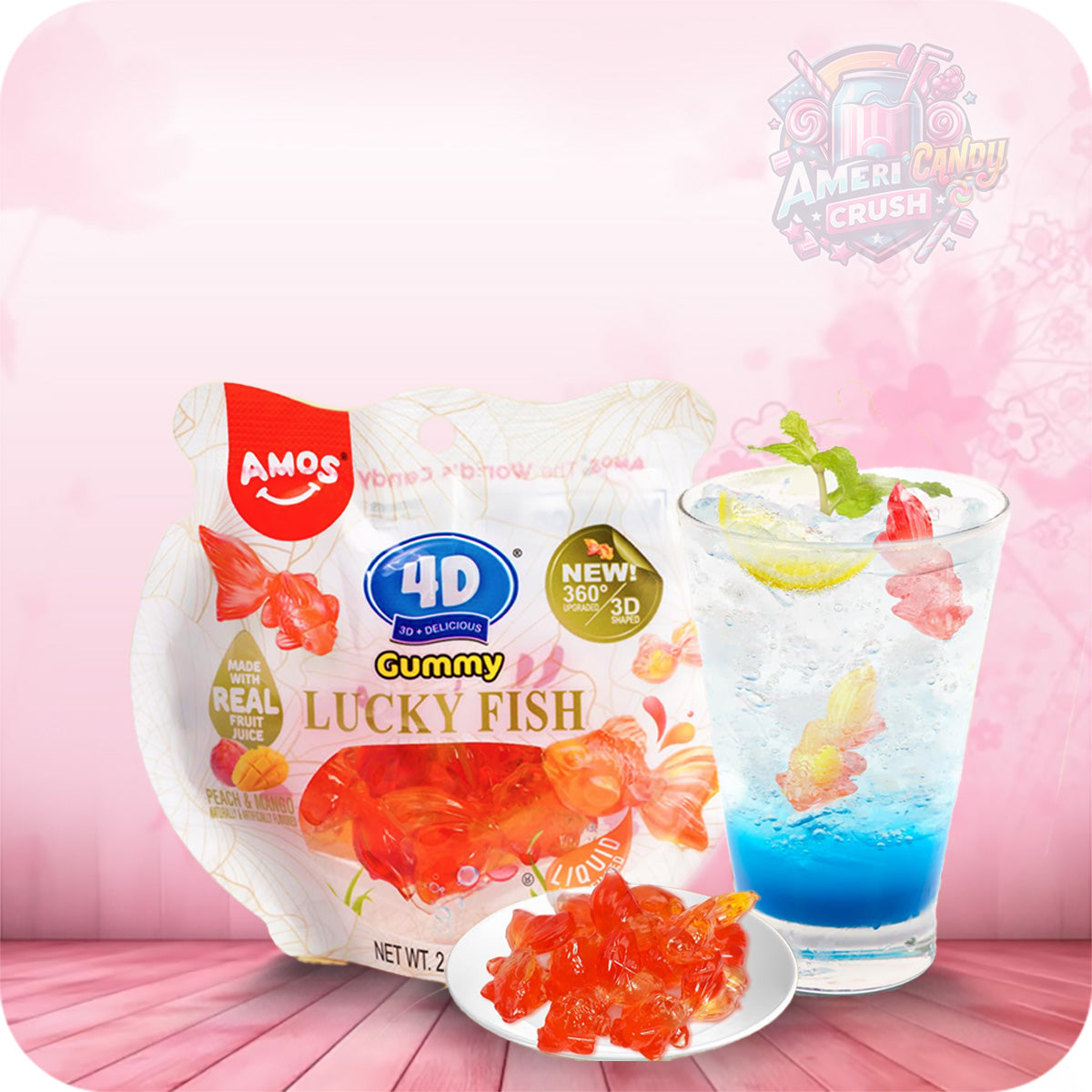 Amos 4D Gummy Lucky Fish Peg Bag 3.95oz (112g)