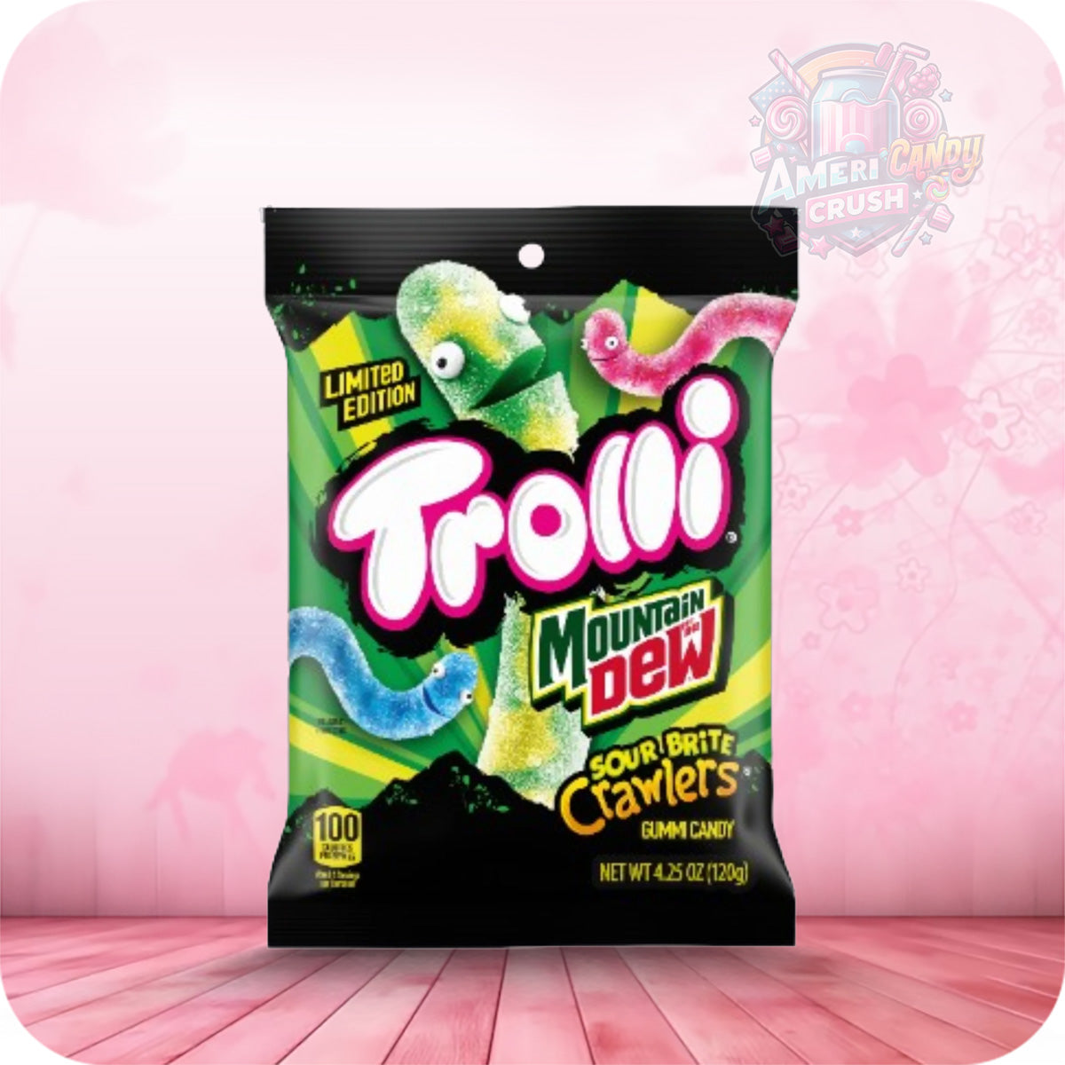 Trolli & Mountain Dew Sour Brite Crawlers Peg Bag LIMITED EDITION - 4.25oz (120g)