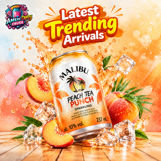 Malibu Peach Tea Punch 237ml | Sparkling Rum Cocktail Americandy