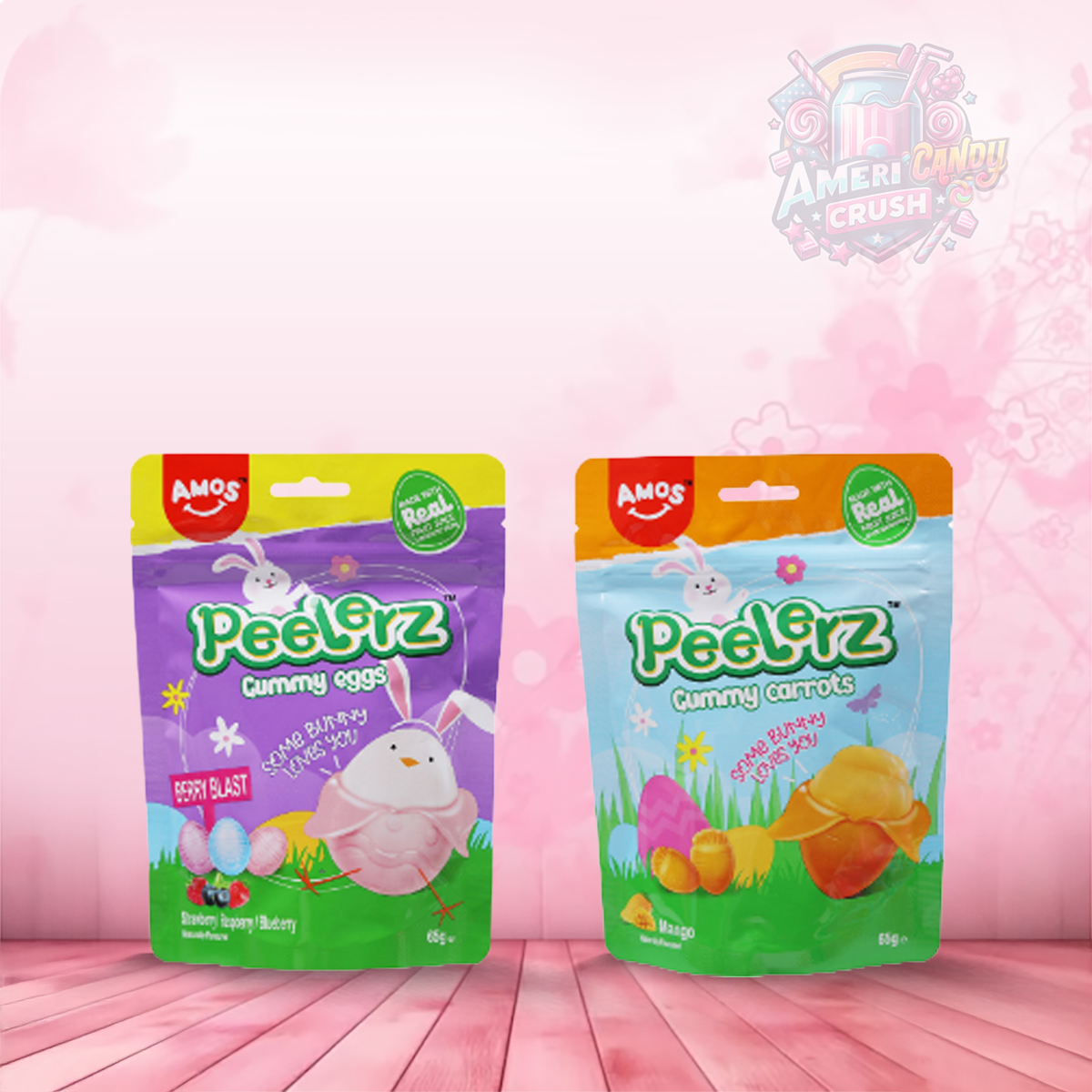 Amos Peelerz Carrots (Mango) and Eggs (Strawberry, Raspberry & Blueberry) 65g