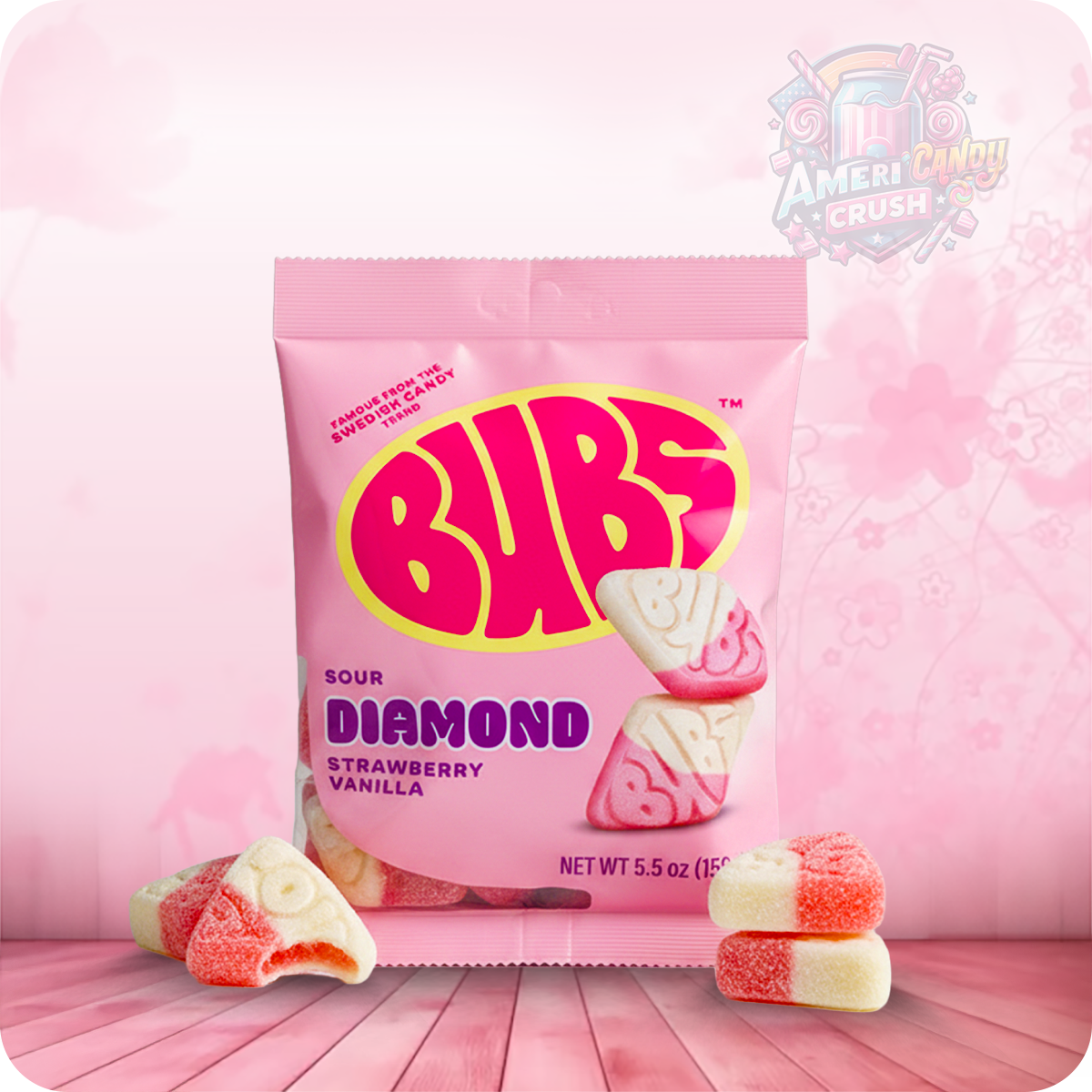 Bubs Sour Diamond Strawberry Vanilla 156g
