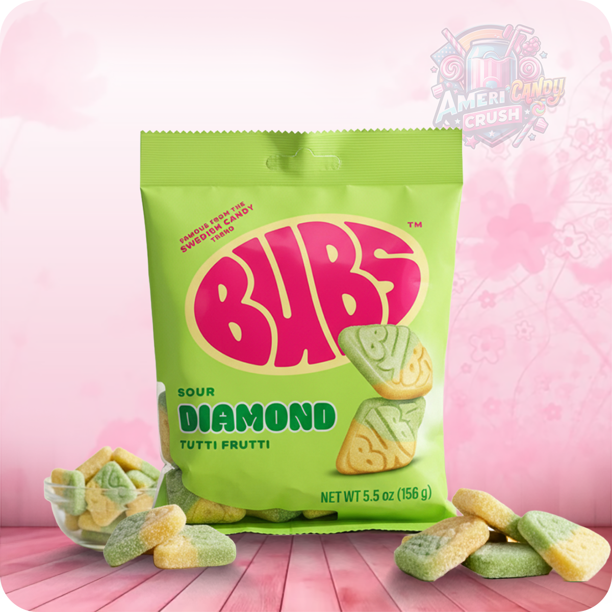 Bubs Sour Diamond Tutti Frutti 156g