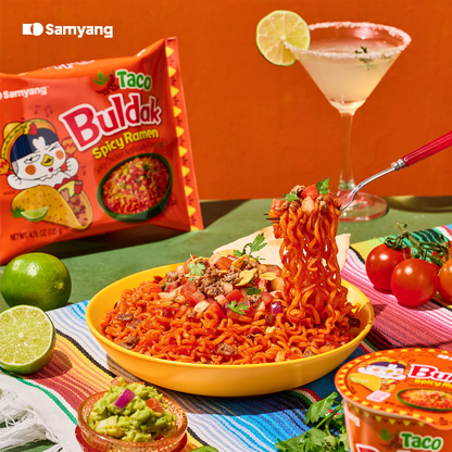 Samyang Taco Buldak Spicy Ramen Noodles 4.76 oz 135g Spicy Chicken Flavor Artificially Flavored Perfect for Spicy Ramen Lovers