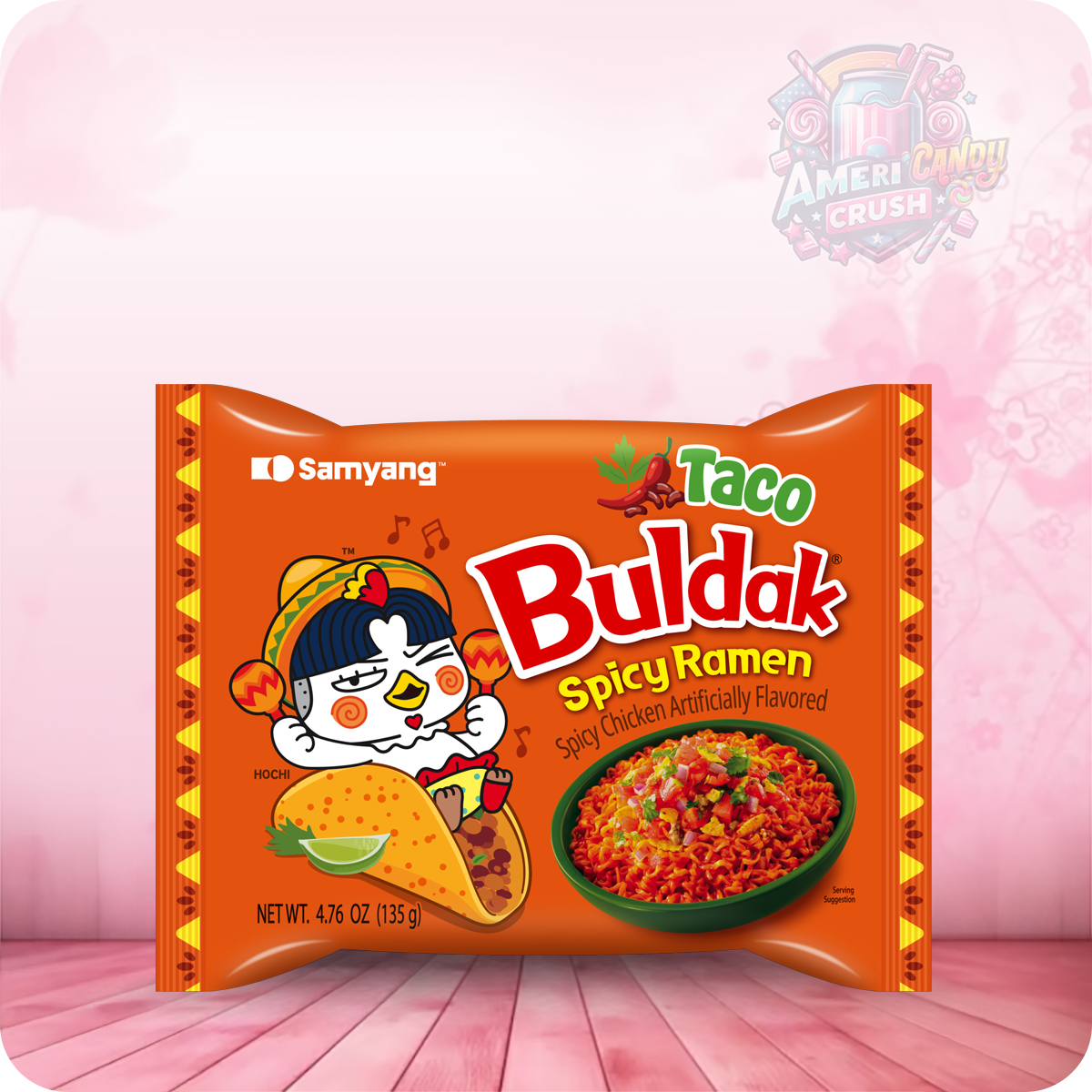 Samyang Taco Buldak Spicy Ramen Noodles 4.76 oz 135g Spicy Chicken Flavor Artificially Flavored Perfect for Spicy Ramen Lovers