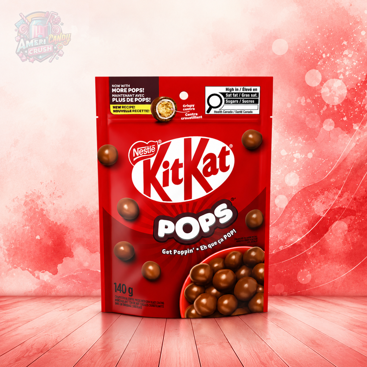 Nestlé KitKat Pops Milk Chocolate Crispy Wafer 140g sharing pack with bite-sized chocolate coated wafer treats available online in the UK at American Candy Crush