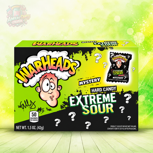 Warheads Mystery Hard Candy Theater Box 43g 1.5oz containing 10 extreme sour mystery flavoured American hard candies
