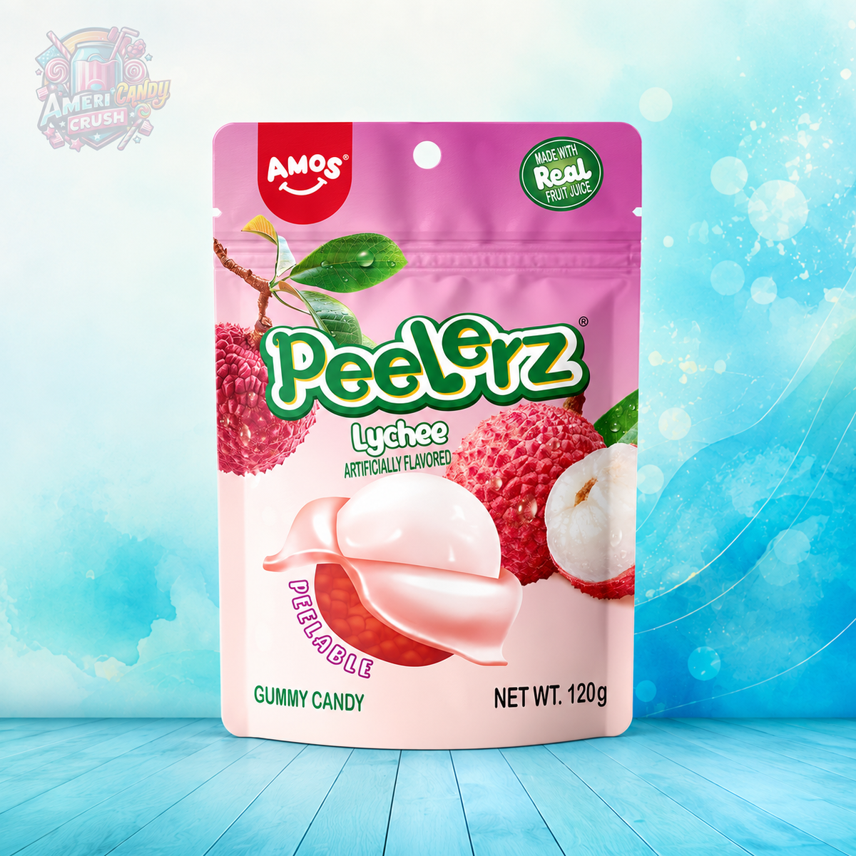 Amos Peelerz Gummy Lychee Peg Bag 6oz (120g) Americandy