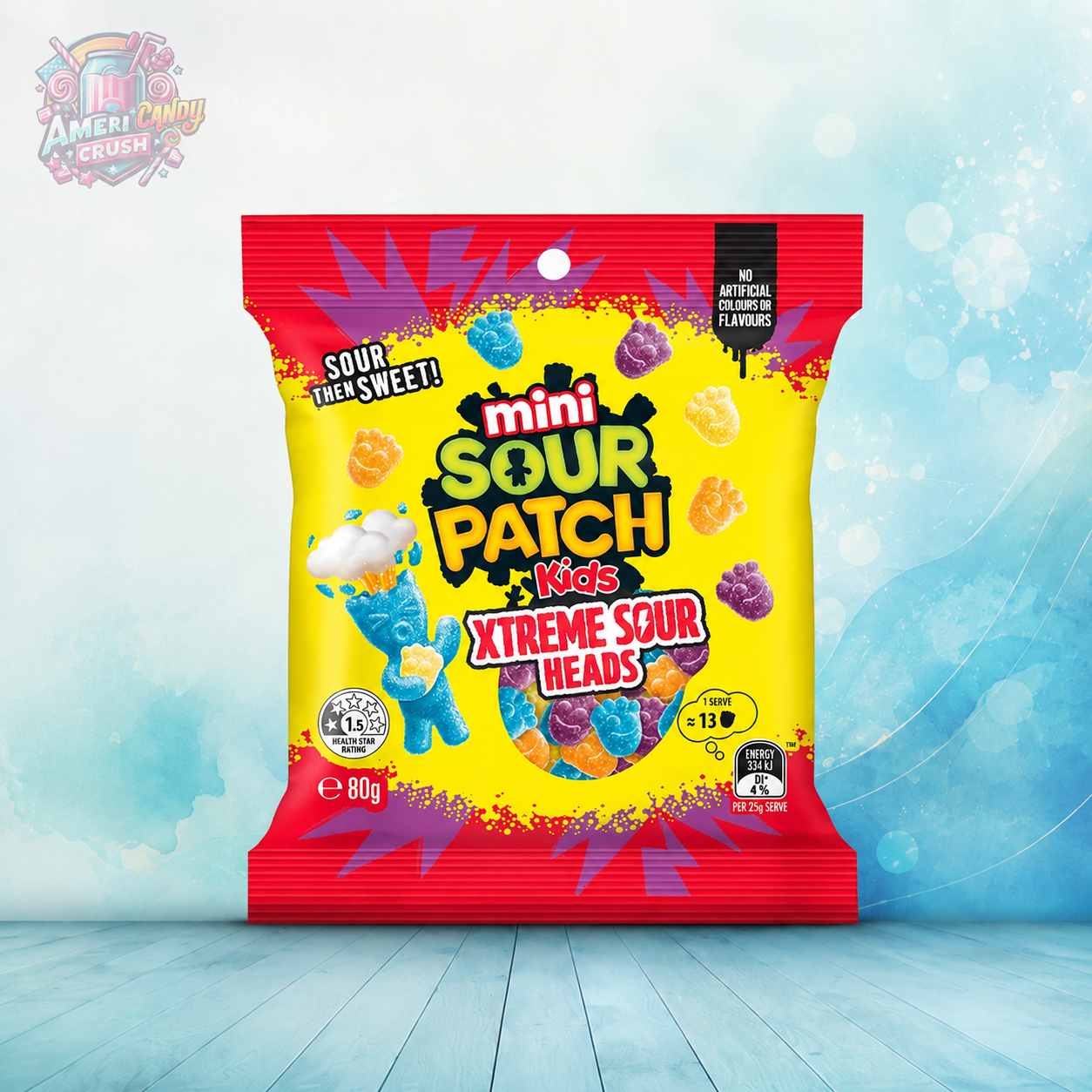 Sour Patch Kids Mini Xtreme Sour Heads Lollies 80g