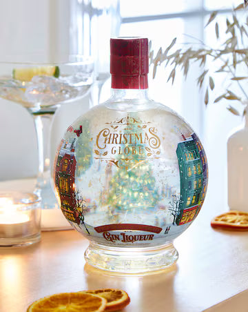Christmas Snow Globe Light-Up Spiced Orange & Cranberry Gin Liqueur 70cl Christmas Gift Set