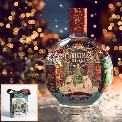 Christmas Snow Globe Light-Up Spiced Orange & Cranberry Gin Liqueur 70cl Christmas Gift Set