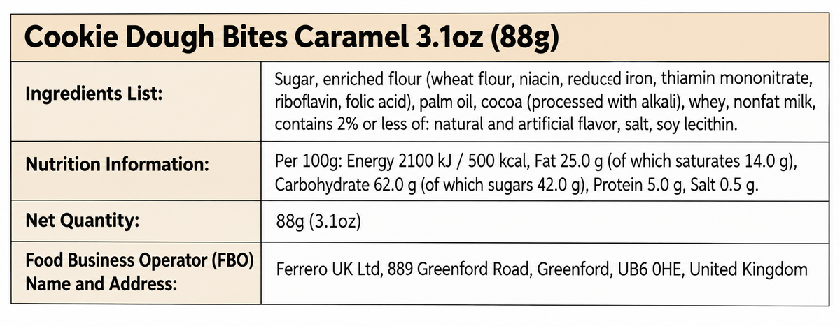 Cookie Dough Bites Caramel 88g (3.1oz) – American Candy Americandy