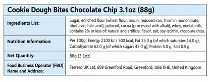 Cookie Dough Bites Chocolate Chip 88g (3.1oz) – American Candy Americandy
