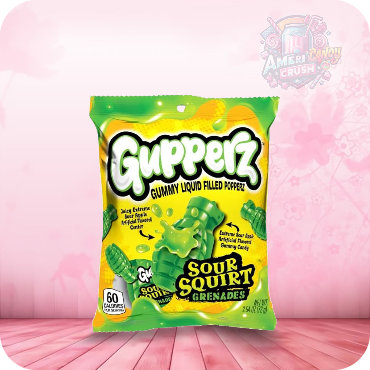 Gupperz Sour Squirt Grenade Liquid Filled Gummies 2.54oz (72g)