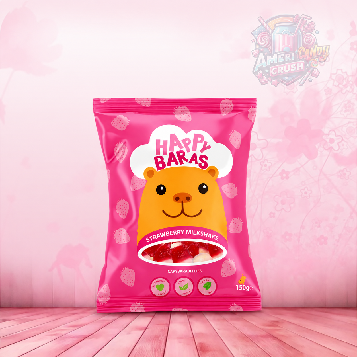 Happy Baras Capybara Jellies Strawberry Milkshake 150g
