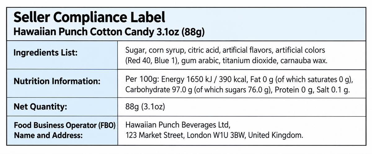 Hawaiian Punch Fruit Juicy Red Cotton Candy 88g (3.1oz) – USA Import Americandy