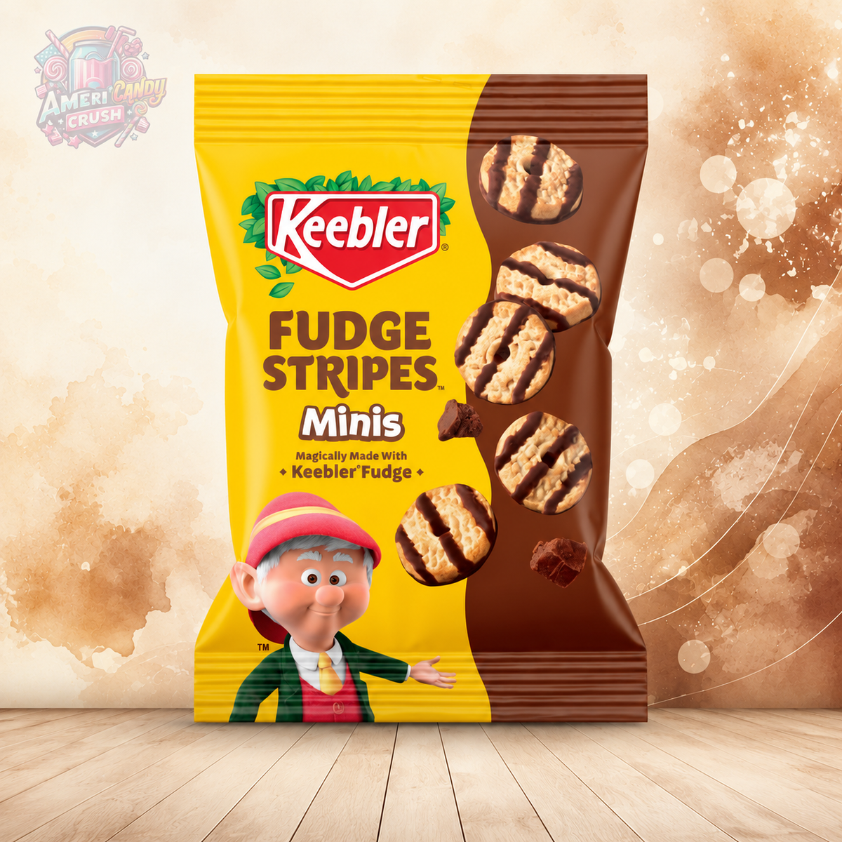 Keebler Fudge Stripes Mini Cookies 2oz 56g American shortbread chocolate fudge striped biscuits in original snack pouch