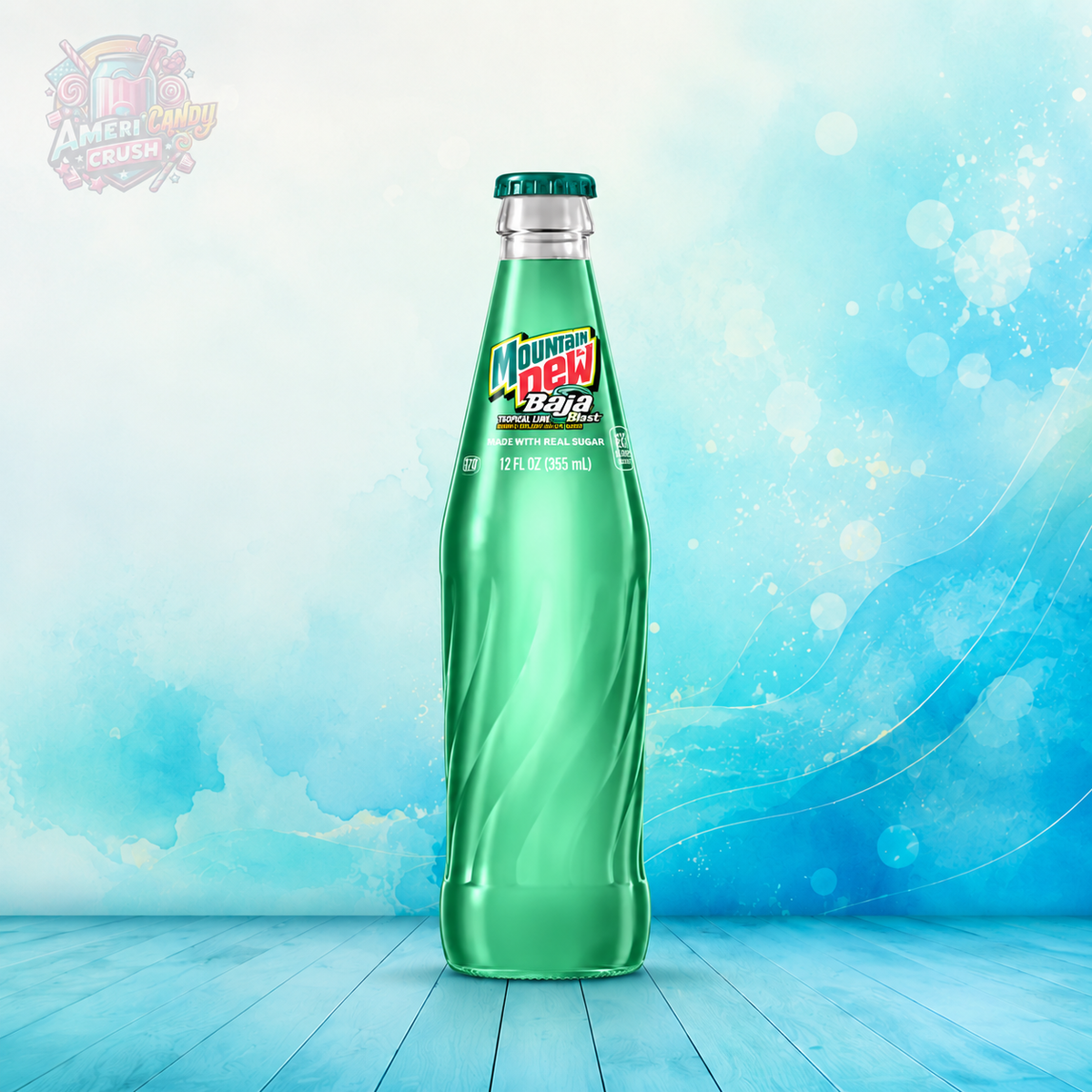 Mountain Dew Baja Blast Mexican Glass Bottle 355ml Tropical Lime Drink