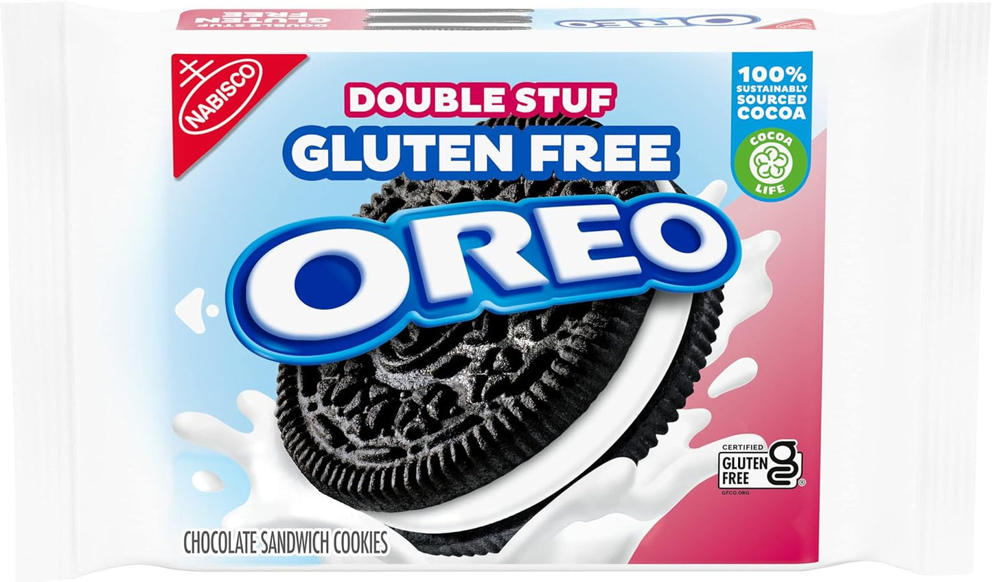 OREO Double Stuf Gluten Free Chocolate Sandwich Cookies, Gluten Free Cookies, 12.47 oz Packs Snack