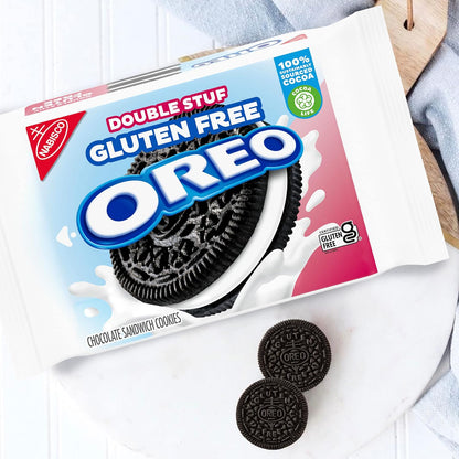 OREO Double Stuf Gluten Free Chocolate Sandwich Cookies, Gluten Free Cookies, 12.47 oz Packs Snack
