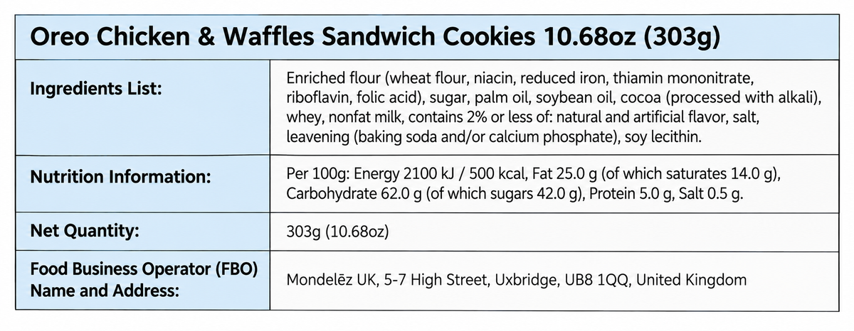Oreo Chicken & Waffles Sandwich Cookies 303g (10.68oz) – Limited Edition USA Americandy