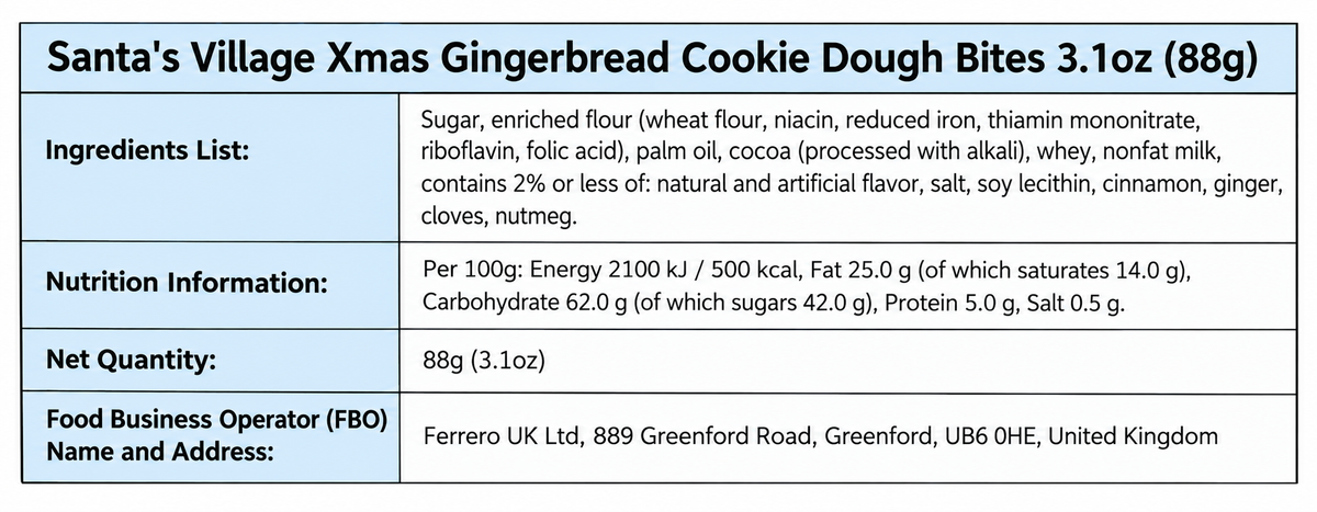 Santa's Village Xmas Gingerbread Cookie Dough Bites 88g – American Christmas Candy Americandy