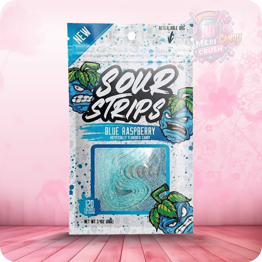 Sour Strips Blue Raspberry Candies 96g