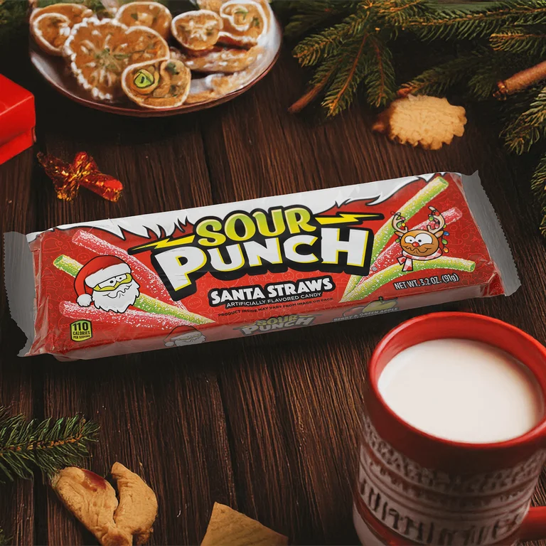 Sour Punch Santa straws 3.2oz tray