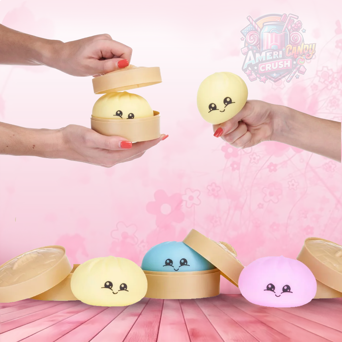 Squeezy Dumpling Small 5.5cm Cute Squishy Toy with Smiley Face