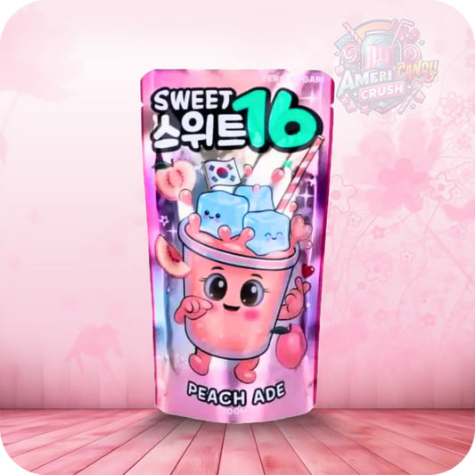 Sweet16 Korean Pear Blue Lemon Peach Ade Zero Sugar 200ml Refreshing Pouch Drink for On-the-Go Fruity Refreshment