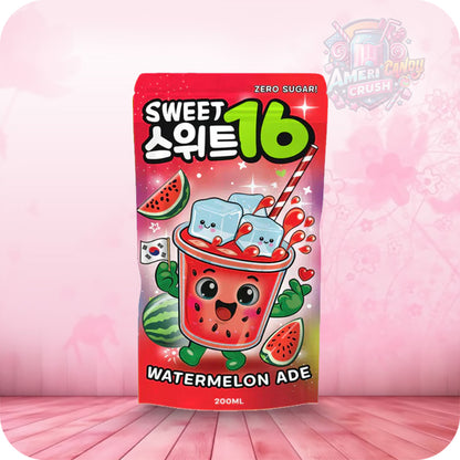 Sweet16 Korean Pear Blue Lemon Peach Ade Zero Sugar 200ml Refreshing Pouch Drink for On-the-Go Fruity Refreshment