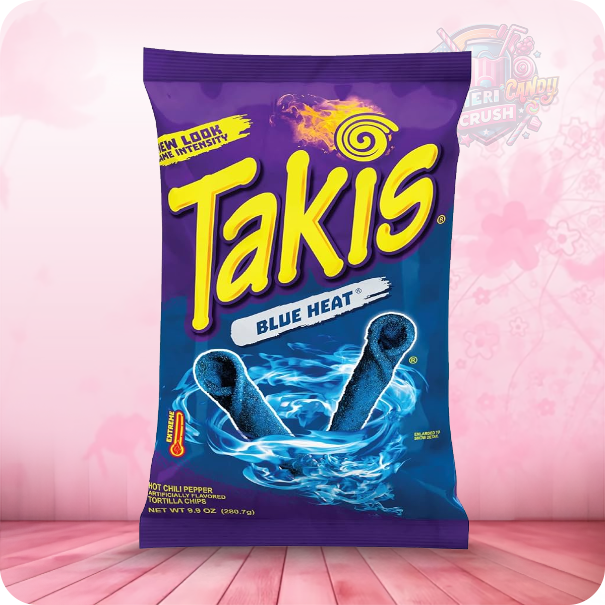 Takis Blue Heat Rolled Tortilla Chips Hot Chili Pepper Artificially Flavored 100g