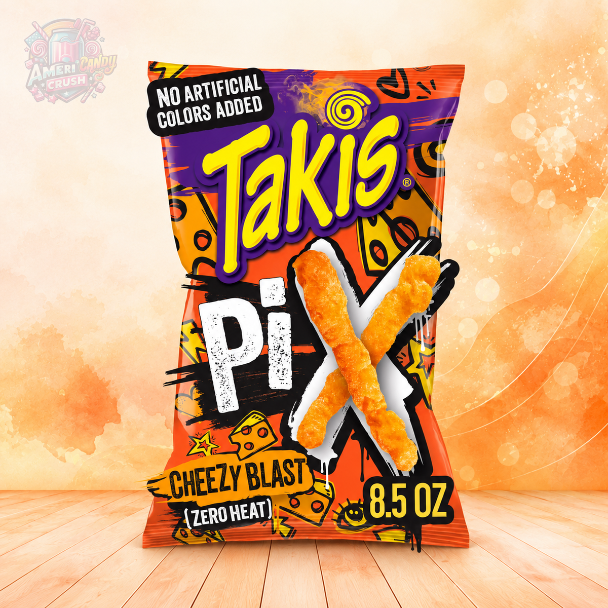 Takis Pix Cheezy Blast 240g American cheese flavoured crunchy corn snack sticks bag available online in the UK