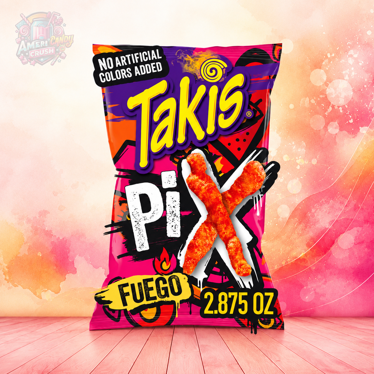 Takis Pix Fuego 240g American spicy crunchy corn snacks with hot chilli pepper and lime flavour