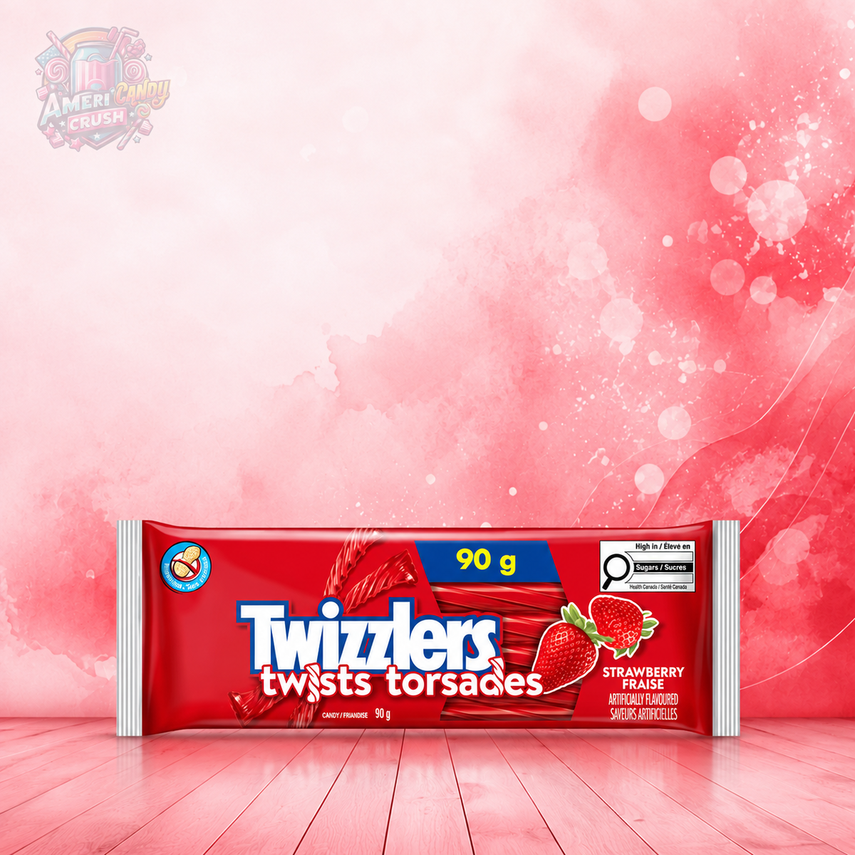 Twizzlers Strawberry Twists Torsades 90g red pack of chewy strawberry flavoured American candy sweets available to buy online in the UK