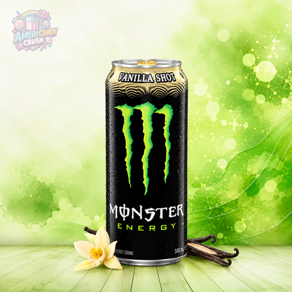 Monster Energy Vanilla Shot 473ml (16oz) USA imported energy drink can with creamy vanilla flavour available online at American Candy Crush UK